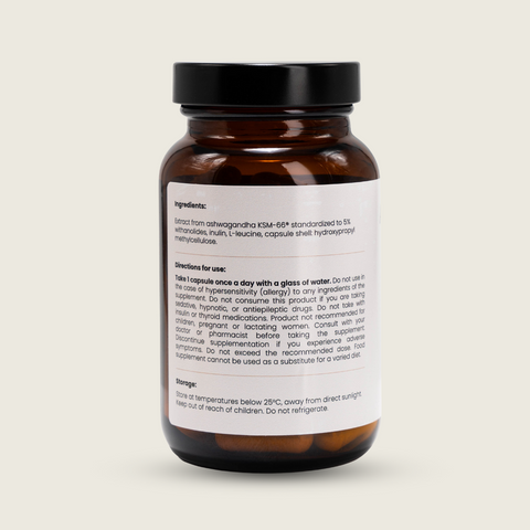 Ashwagandha 500 mg KSM-66® root extract "calm mind", 60 caps.