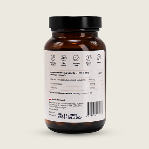 Ashwagandha 500 mg KSM-66® root extract "calm mind", 60 caps.