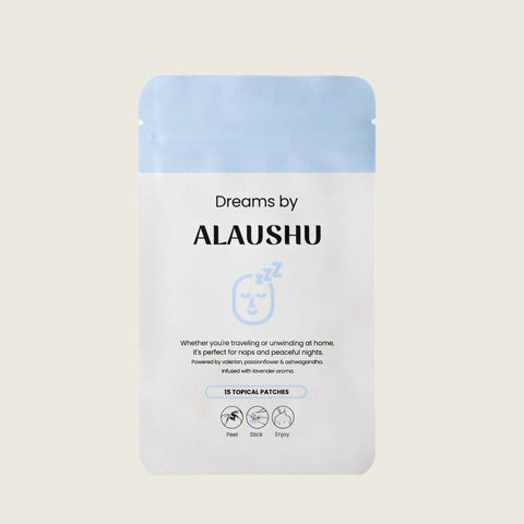 Funkciniai pleistrai miegui "Dreams by Alaushu". Tik augaliniai ekstraktai. Be melatonino. Puikiai tinka keliaujant.